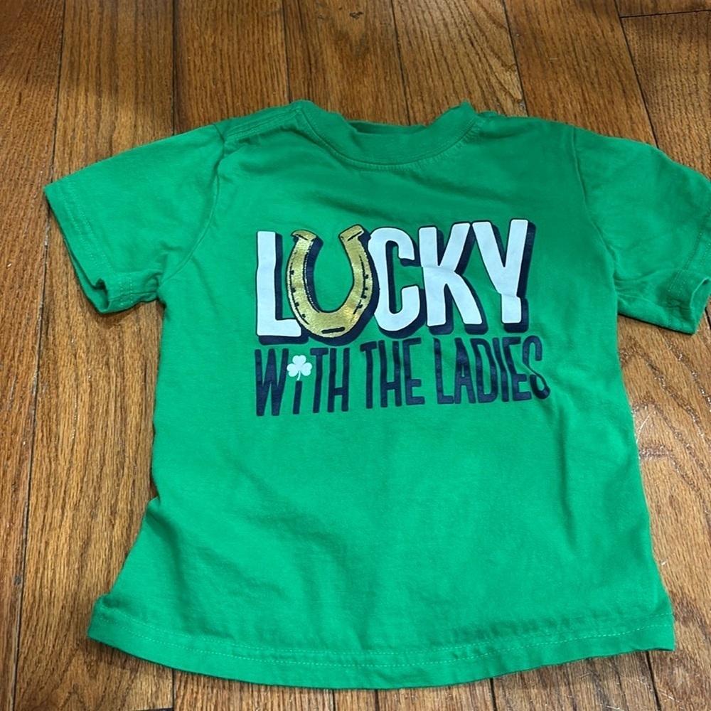 4T Lucky with the ladies boys st Patrick day shirt! Green short sleeve shirt